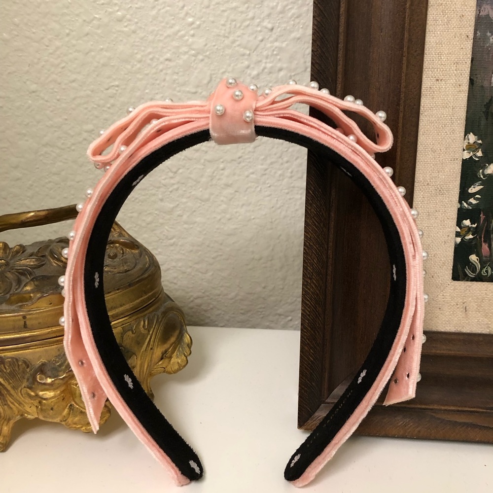 Lele Sadoughi Pink Pearl Bardot Headband